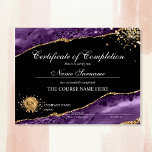 Certificate of Completion Award Course Completion<br><div class="desc">Makeup artist Wink Eye Beauty Salon Lash Extension Course Completion purple agate</div>