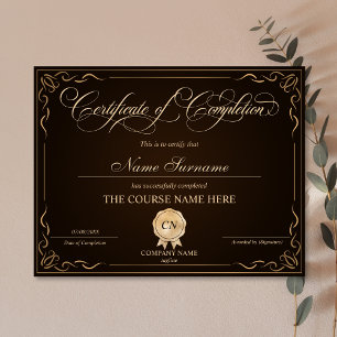 Certificate of Completion Award Course Completion