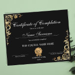 Certificate of Completion Award Course Completion<br><div class="desc">Gold Elegant Luxury Makeup artist Cosmetics Beauty Salon Lash Extension Course Completion</div>