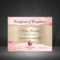 Certificate of Completion Award Course Completion
