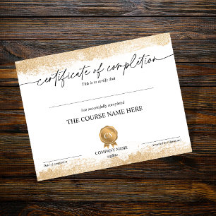 Certificate of Completion Award Course Completion