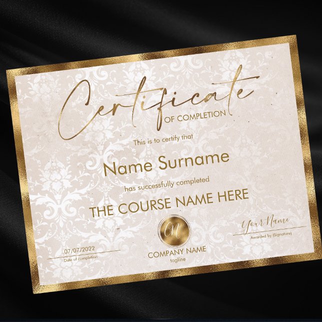 Certificate of Completion Award Course Completion  (Creator Uploaded)