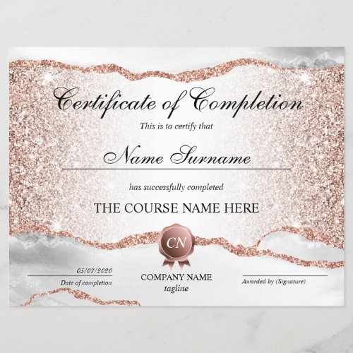 Certificate of Completion Award Course Completion