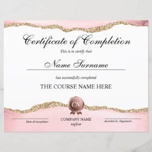 Certificate of Completion Award Course Completion