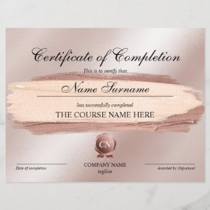 Certificate of Completion Award Course Completion