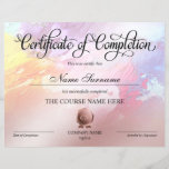 Certificate of Completion Award Course Completion<br><div class="desc">Makeup artist Wink Eye Beauty Salon Lash Extension Course Completion unicorn iridescent holographic,  you can add your logo</div>