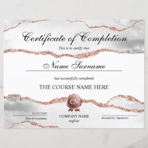 Certificate of Completion Award Course Completion