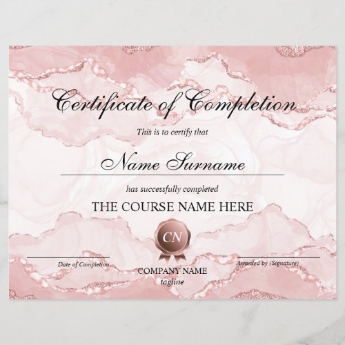 Certificate of Completion Award Course Completion