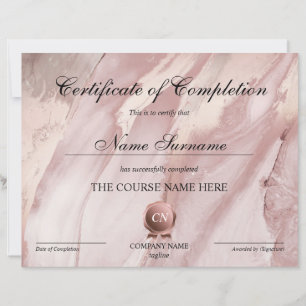 Certificate of Completion Award Course Completion