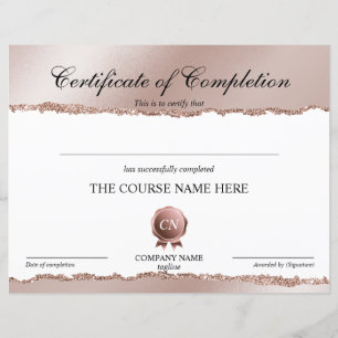 Certificate of Completion Award Course Completion