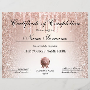 Certificate of Completion Award Course Completion