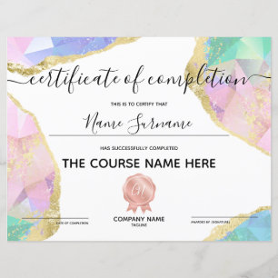 Certificate of Completion Award Course Completion