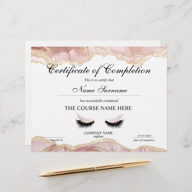 Certificate of Completion Award Course Completion (Front/Back In Situ)