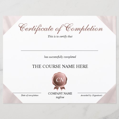 Certificate of Completion Award Course Completion