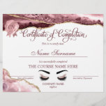 Certificate of Completion Award Course Completion<br><div class="desc">Makeup artist Wink Eye Beauty Salon Lash Extension Course Completion unicorn iridescent holographic,  you can add your logo</div>