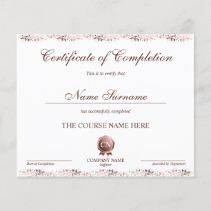 Certificate of Completion Award Course Completion