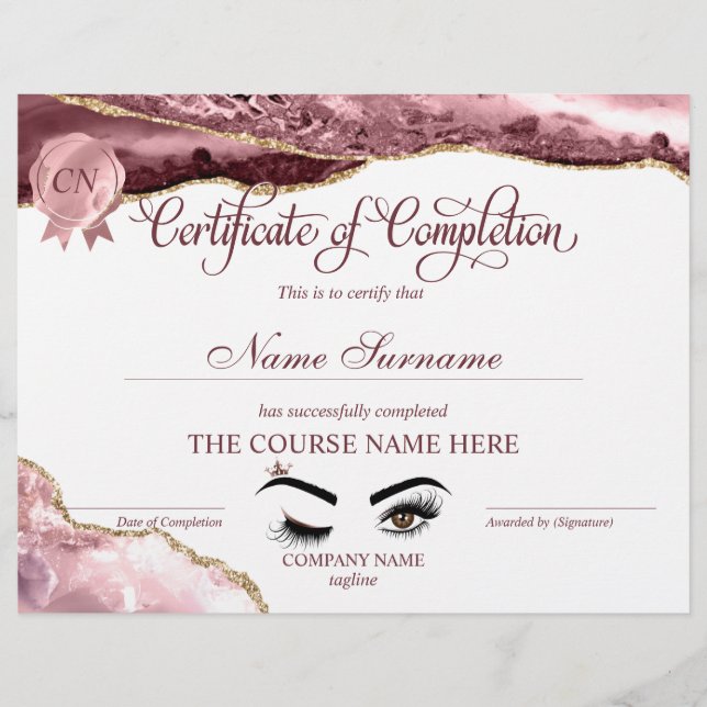 Certificate of Completion Award Course Completion (Front)