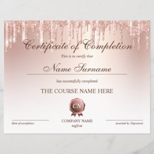 Certificate of Completion Award Course Completion