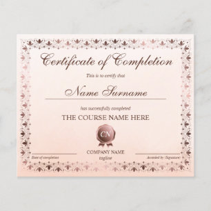 Certificate of Completion Award Course Completion