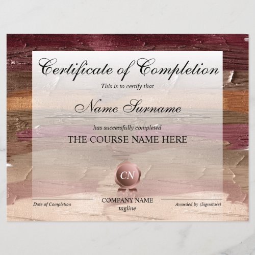 Certificate of Completion Award Course Completion