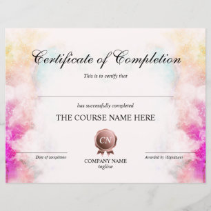 Certificate of Completion Award Course Completion