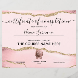 Certificate of Completion Award Course Completion