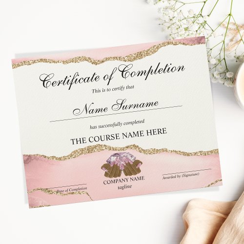Certificate of Completion Award Course Nail Artist
