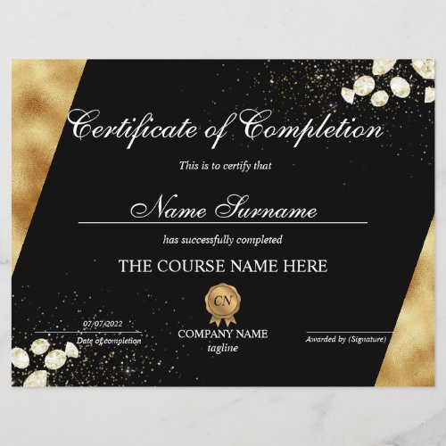 Certificate of Completion Award Diamond