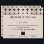Certificate of Completion Award Geometric Gold<br><div class="desc">Modern Geometric Gold Glitter Circles Certificate of Completion Awards.</div>