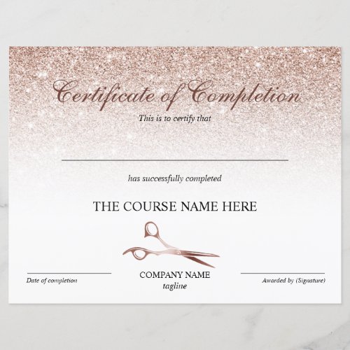 Certificate of Completion Award Hair Stylist
