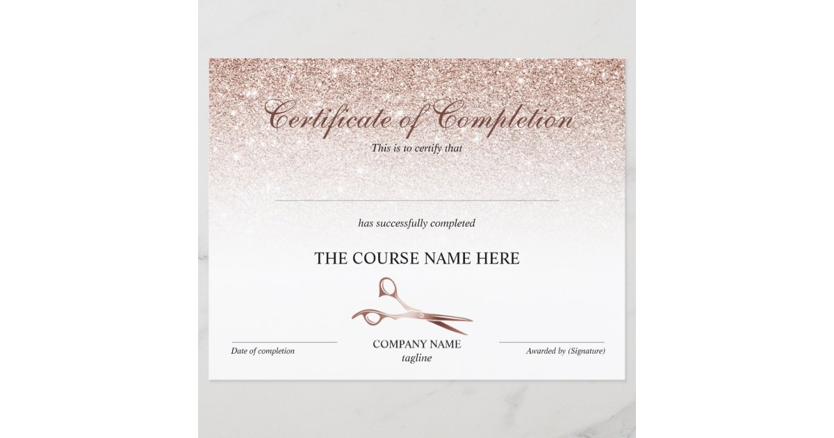 Certificate of Completion Award Hair Stylist Zazzle
