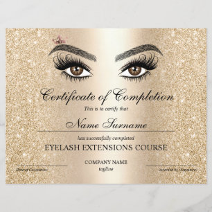 Certificate of Completion Award lashes Course