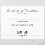 Certificate of Completion Award lashes Course<br><div class="desc">Certificate of Completion Makeup artist Wink Eye Beauty Salon Lash Extension Course Completion</div>