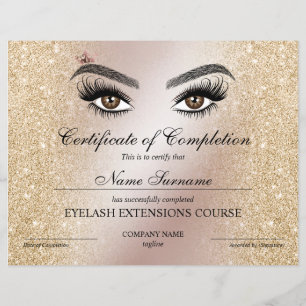 Certificate of Completion Award lashes Course