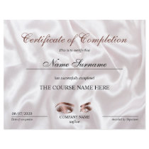 Certificate of Completion Award lashes Course Certificate of Completion Award lashes Course