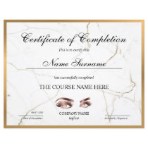 Certificate of Completion Award lashes Course Certificate of Completion Award lashes Course