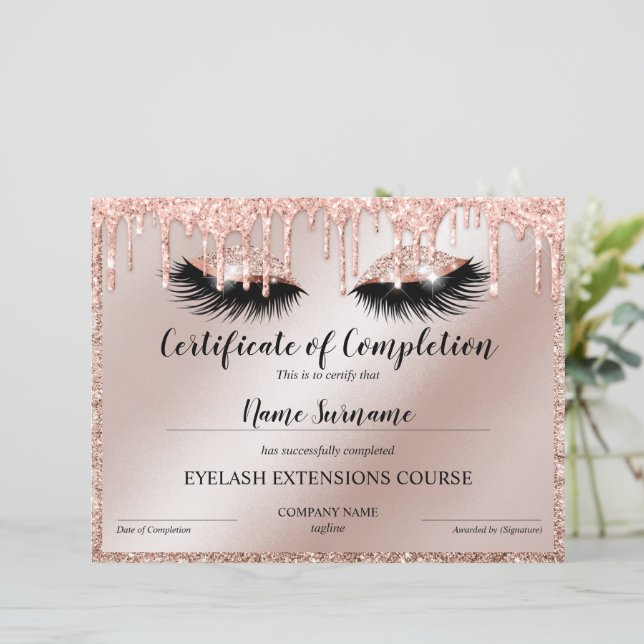 Certificate of Completion Award lashes Course Zazzle