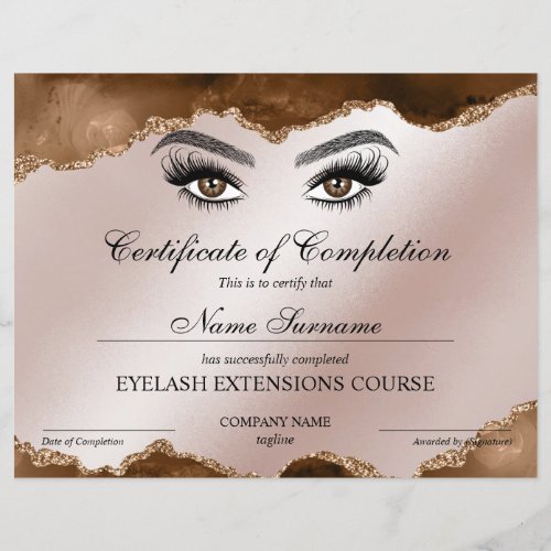 Certificate of Completion Award lashes Course