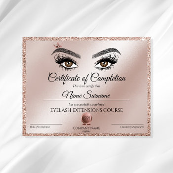 Certificate Of Completion Award Lashes Course by smmdsgn at Zazzle