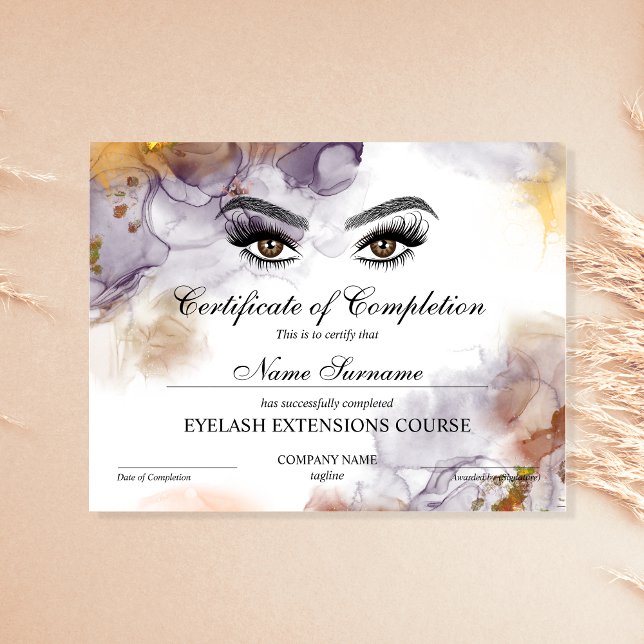 Certificate of Completion Award lashes Course (Creator Uploaded)
