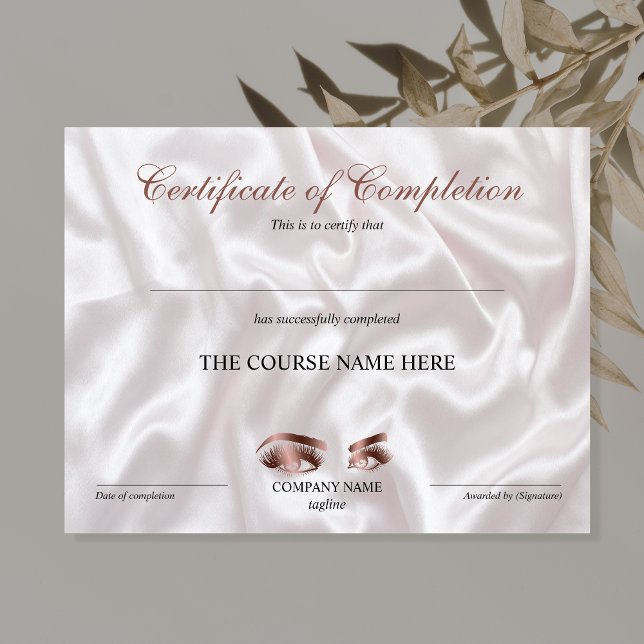 Certificate of Completion Award lashes Course (Creator Uploaded)