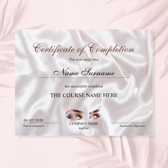 Certificate of Completion Award lashes Course (Creator Uploaded)