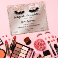 Certificate of Completion Award lashes Course