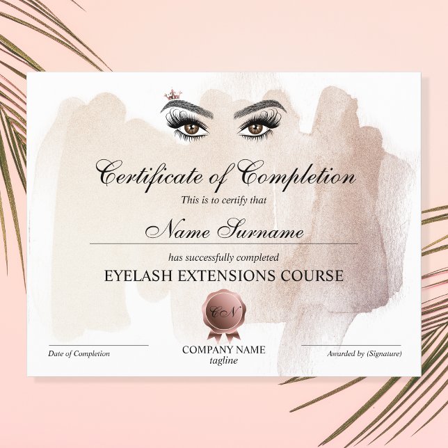 Certificate of Completion Award lashes Course (Creator Uploaded)