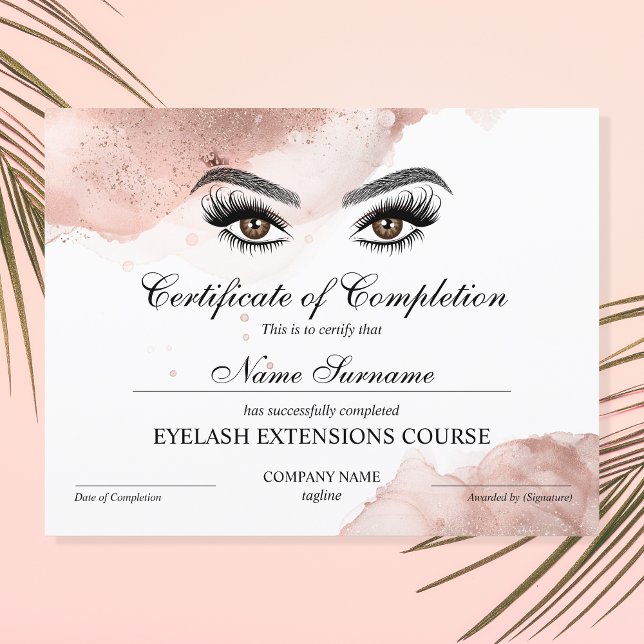 Certificate of Completion Award lashes Course (Creator Uploaded)