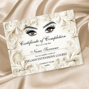 Certificate of Completion Award lashes Course