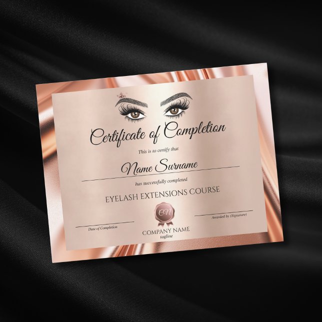 Certificate of Completion Award lashes Course (Creator Uploaded)