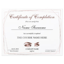 Certificate of Completion Award lashes Course Certificate of Completion Award lashes Course