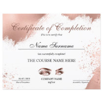 Certificate of Completion Award lashes Course Certificate of Completion Award lashes Course