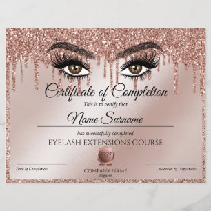 Certificate of Completion Award lashes Course